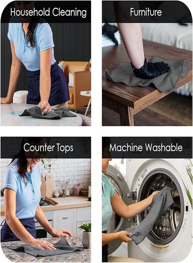 MAXOSHINE 350 GSM Microfiber Hand Towel-Multipurpose Cleaning Cloth for Glasswares Car Bike Cleaning-Highly Absorbent Lint and Streak Free Microfiber Cloth-40x40 cm (Pack of 4, Grey) - Image 3